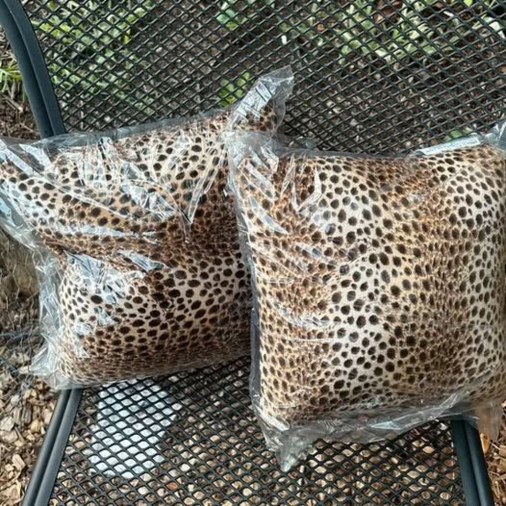 Animal Small Leopard Spots Print Square 2x Decorative Throw Accent Pillow 10x10